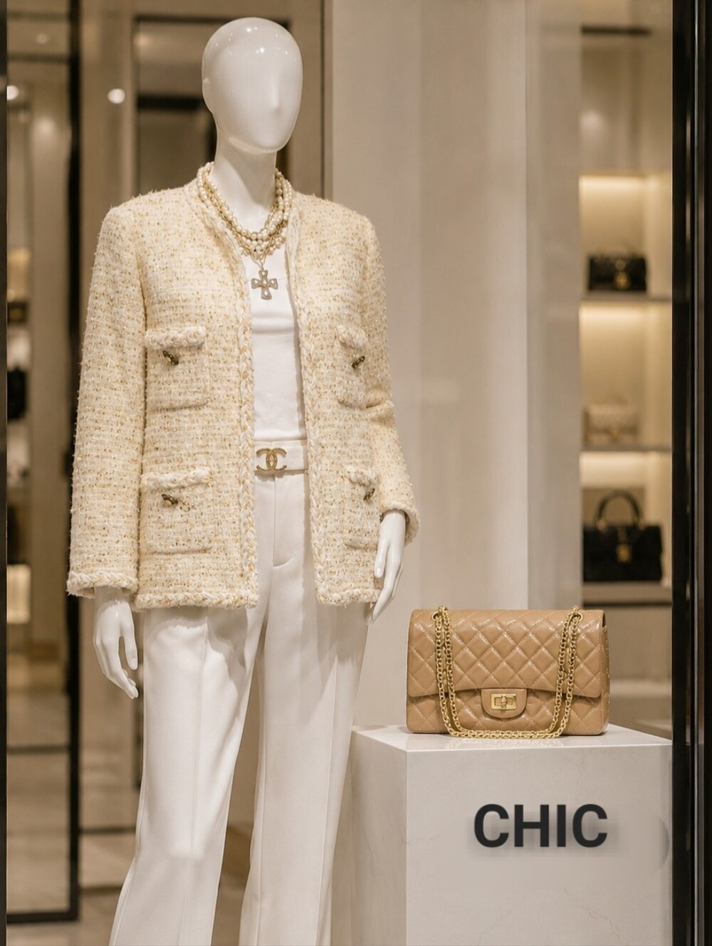 TWEED boucle Chanel Style  Blazer / M